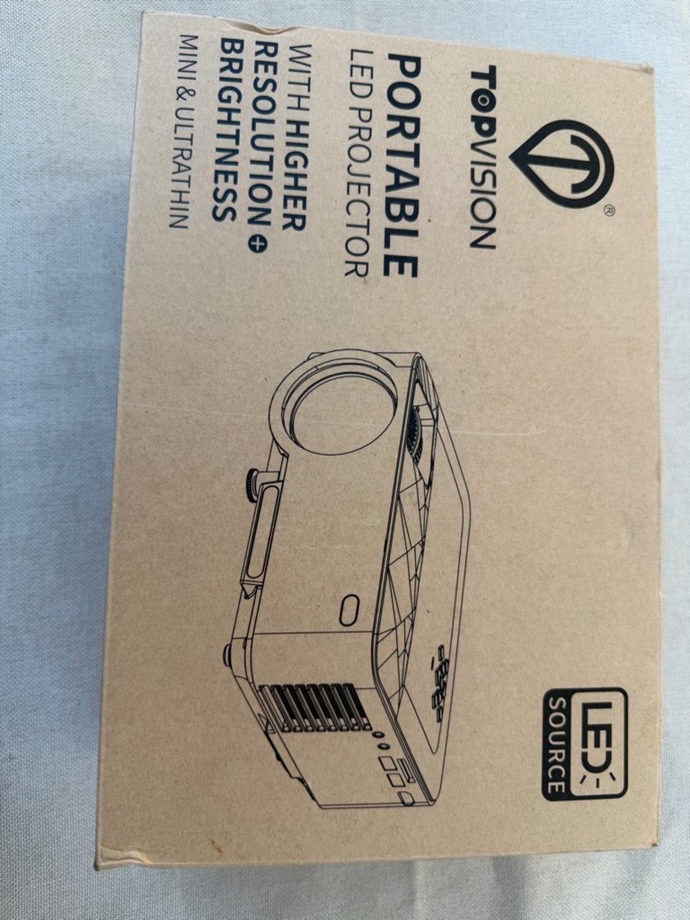 TopVision Portable LED Projector - Brown Cardboard Box - Picture 3 of 5